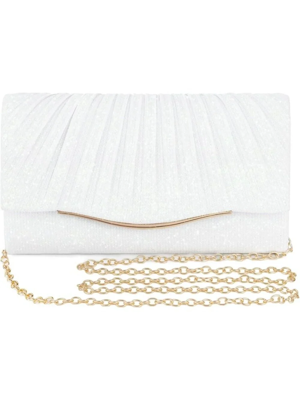 👜 Women's White Sparkle Formal Dressy Evening Bag Elegance Charm Crossbody Bag